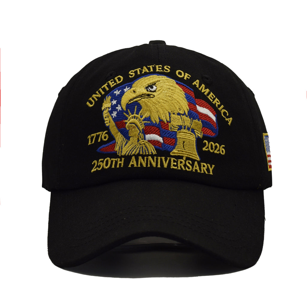 Eagle Liberty Embroidered Curved Brim Cap - Black