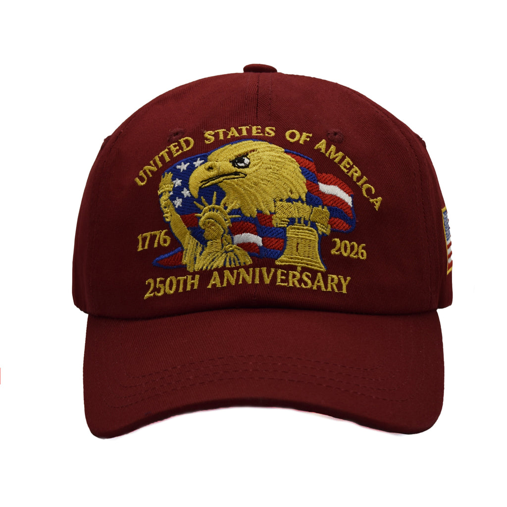 Eagle Liberty Embroidered Curved Brim Cap - Red