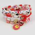 Word Bead Bracelet Stack With Enamel Charms - C4