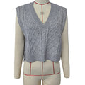 Textured Cable Knit Sleeveless Vest - Grey