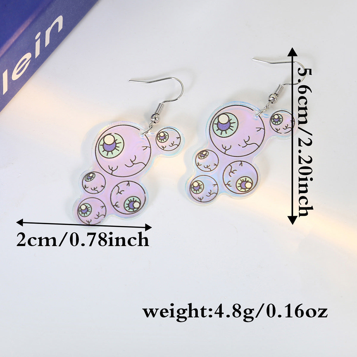 Holographic Acrylic Skull And Heart Earrings - Eyes - 2