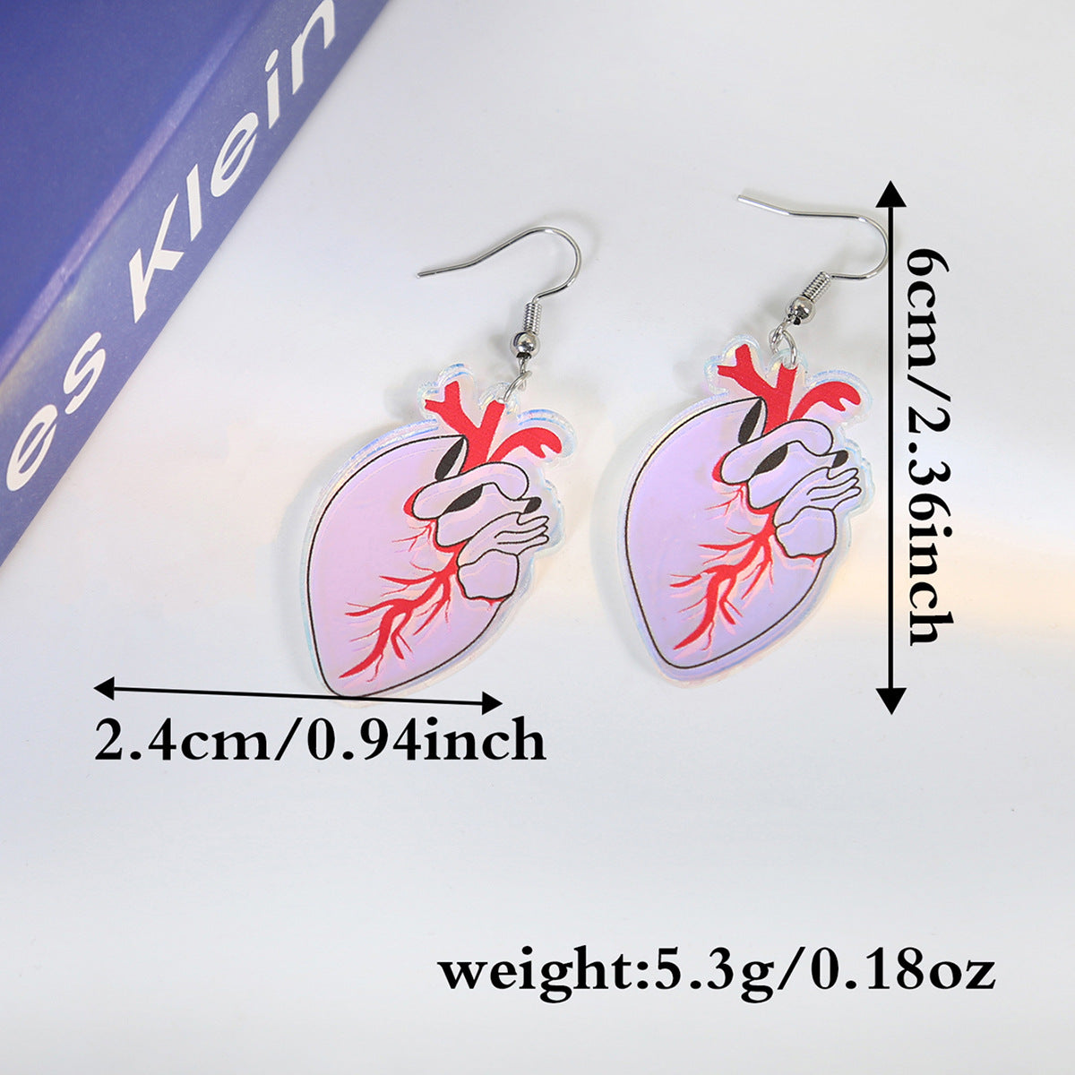 Holographic Acrylic Skull And Heart Earrings - Heart - 2