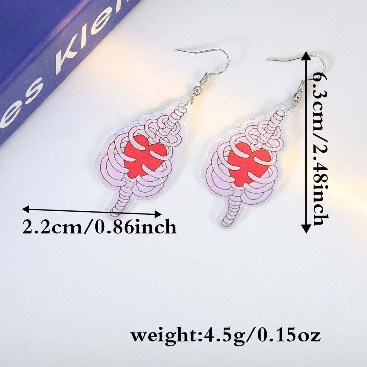 Holographic Acrylic Skull And Heart Earrings - Skeleton - 2