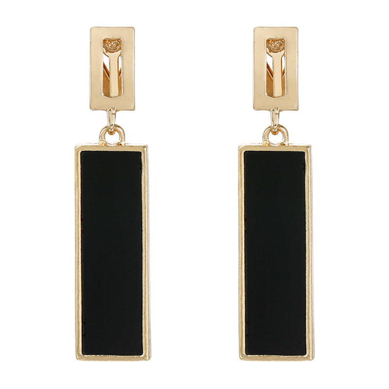 Rectangle Resin Bar Drop Earrings - Black