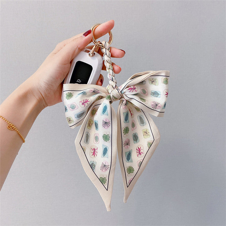 Printed Satin Ribbon Bow Bag Charm - view 1