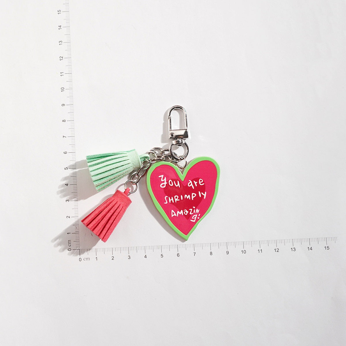 Printed Heart Tassel Charm Keychain - NO-2