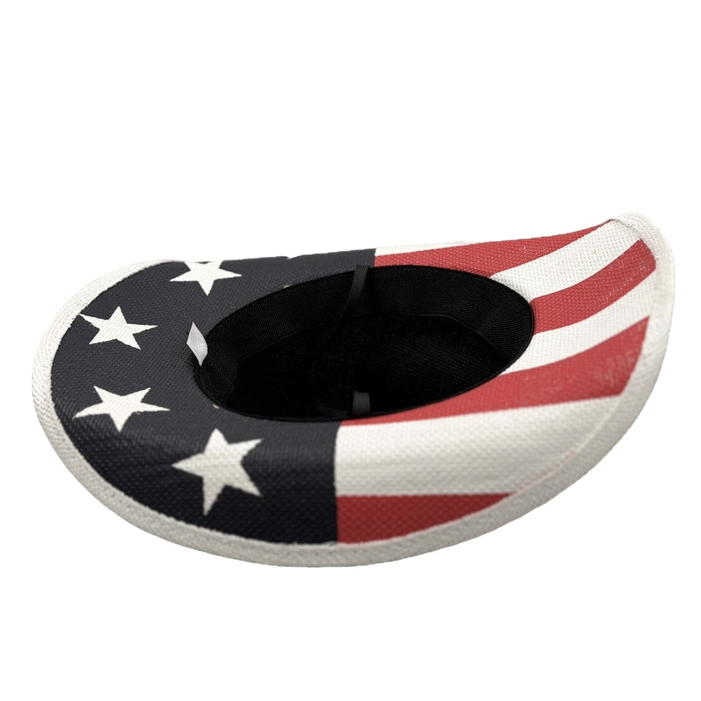 Patriotic American Flag Straw Cowboy Hat - White - 3