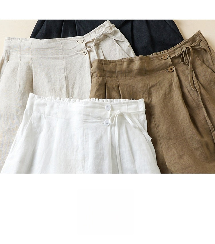 Pleated Tie Waist Wide Leg Shorts - view 1