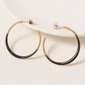 Enamel Dipped Open Hoop Earrings - Black