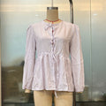 Tie Front Puff Sleeve Peplum Blouse - White