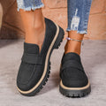 Moc Toe Faux Suede Lug Sole Penny Loafers - Black