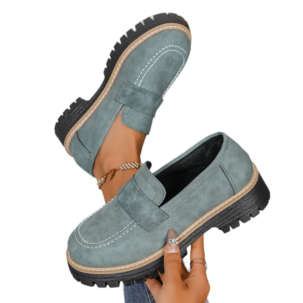 Moc Toe Faux Suede Lug Sole Penny Loafers