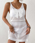 Lace Bow Crochet Cami Beach Dress - White