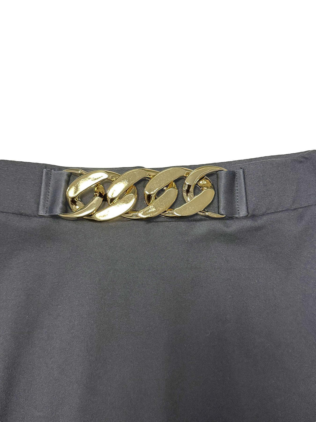 Chain Belt Fringe Trim Maxi Skirt - Darkgray - 2