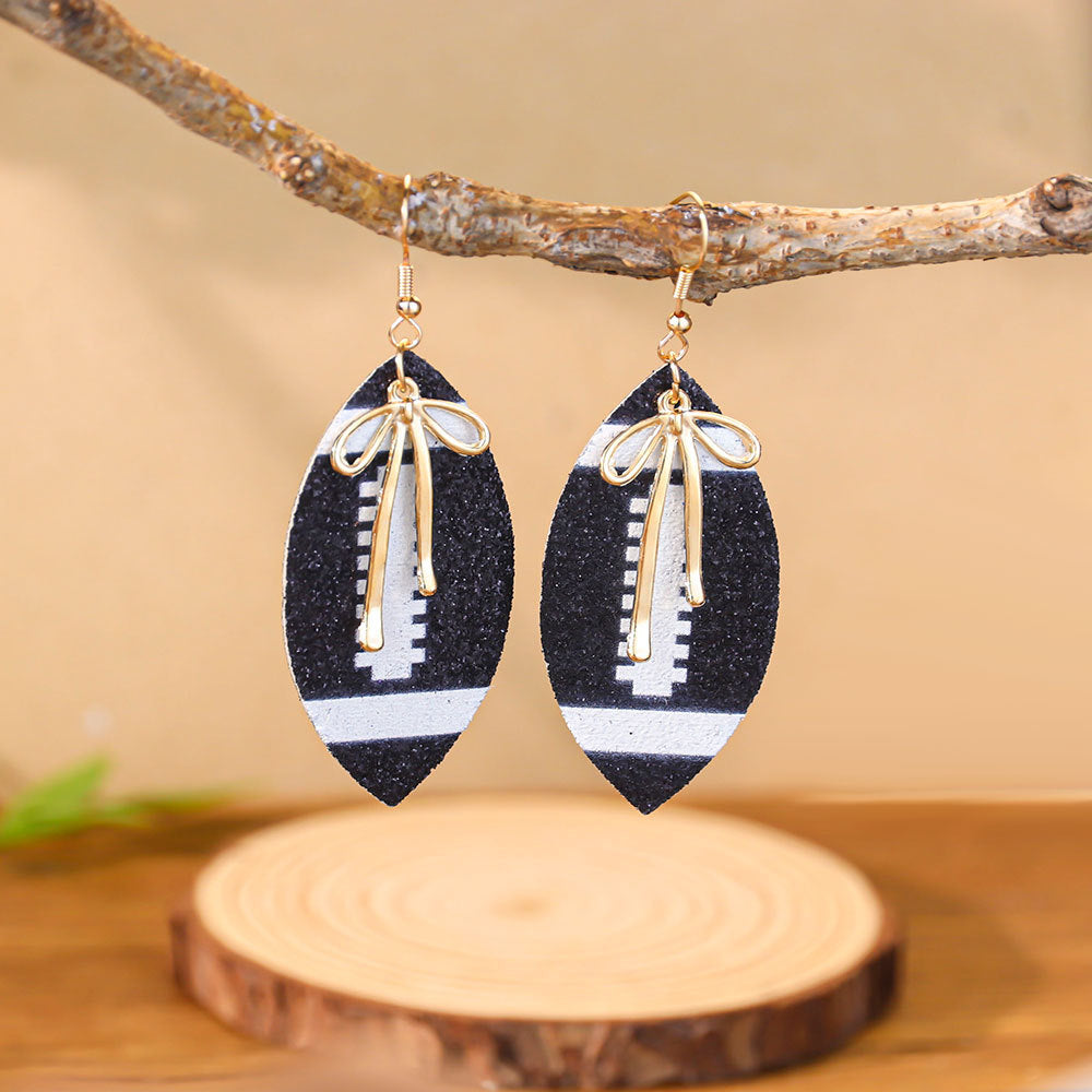 Game Day Football Drop Earrings - Black