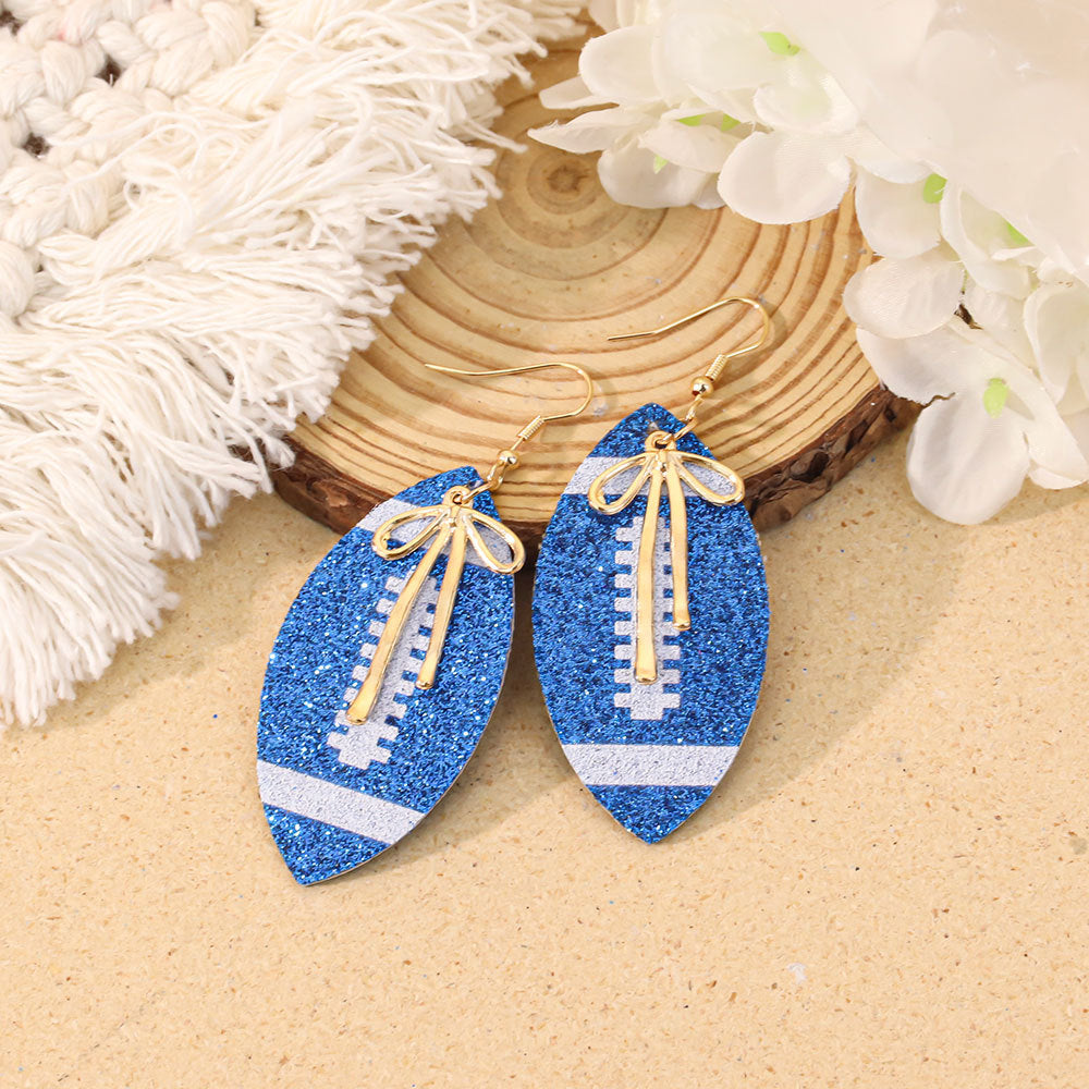Game Day Football Drop Earrings - Blue