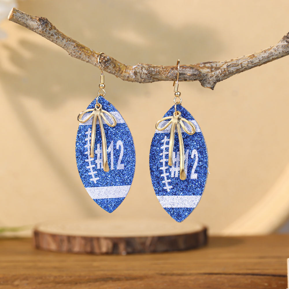 Game Day Football Drop Earrings - Blue12
