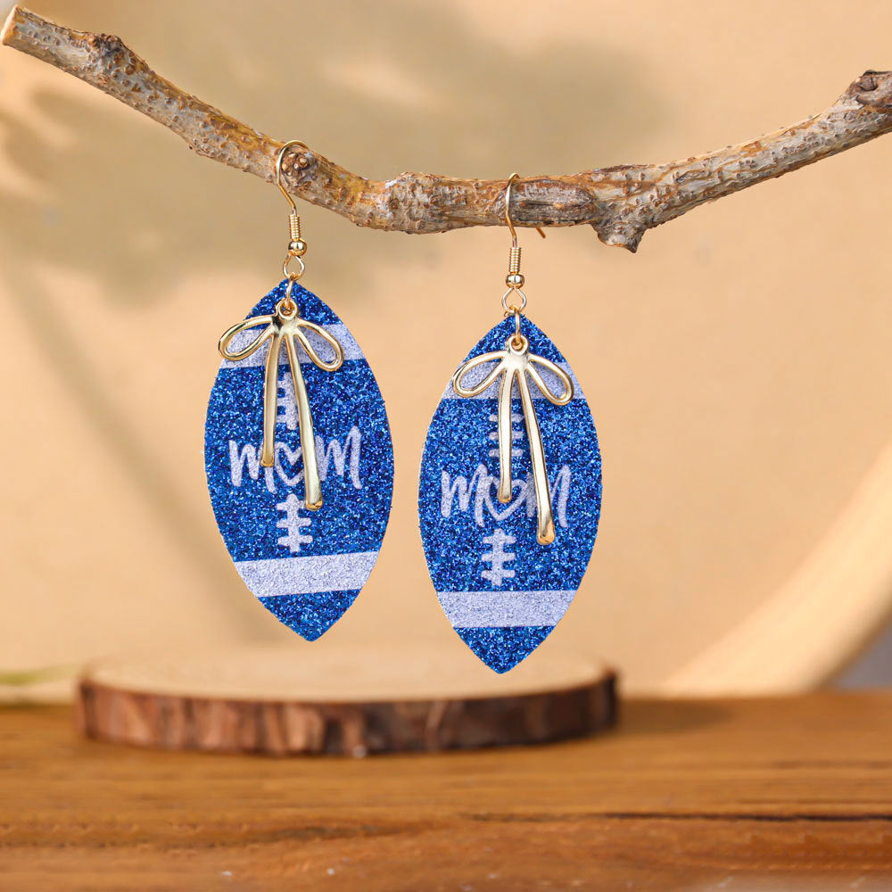 Game Day Football Drop Earrings - BlueM