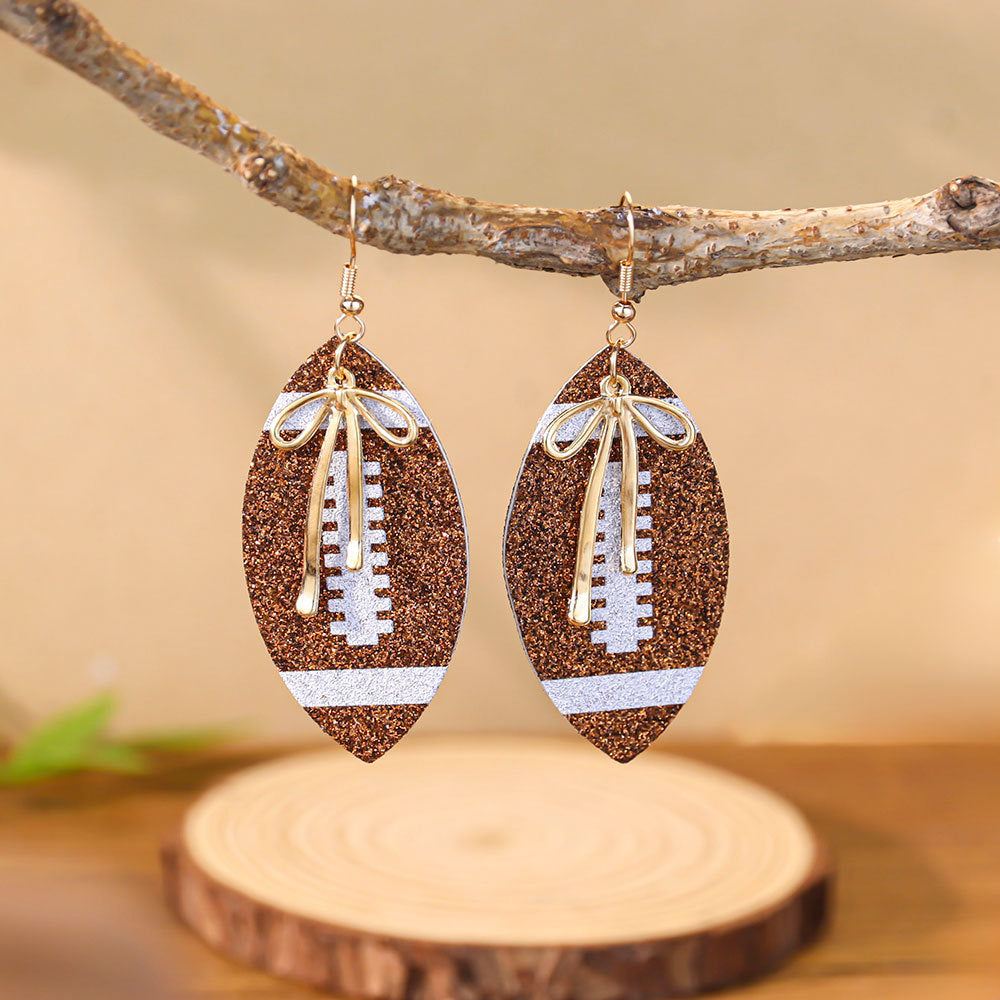 Game Day Football Drop Earrings - Camel