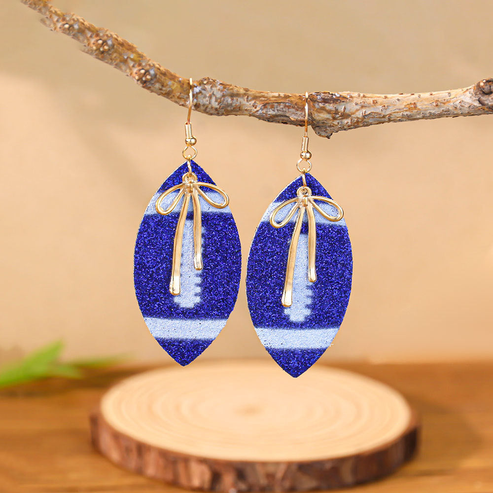 Game Day Football Drop Earrings - Navy