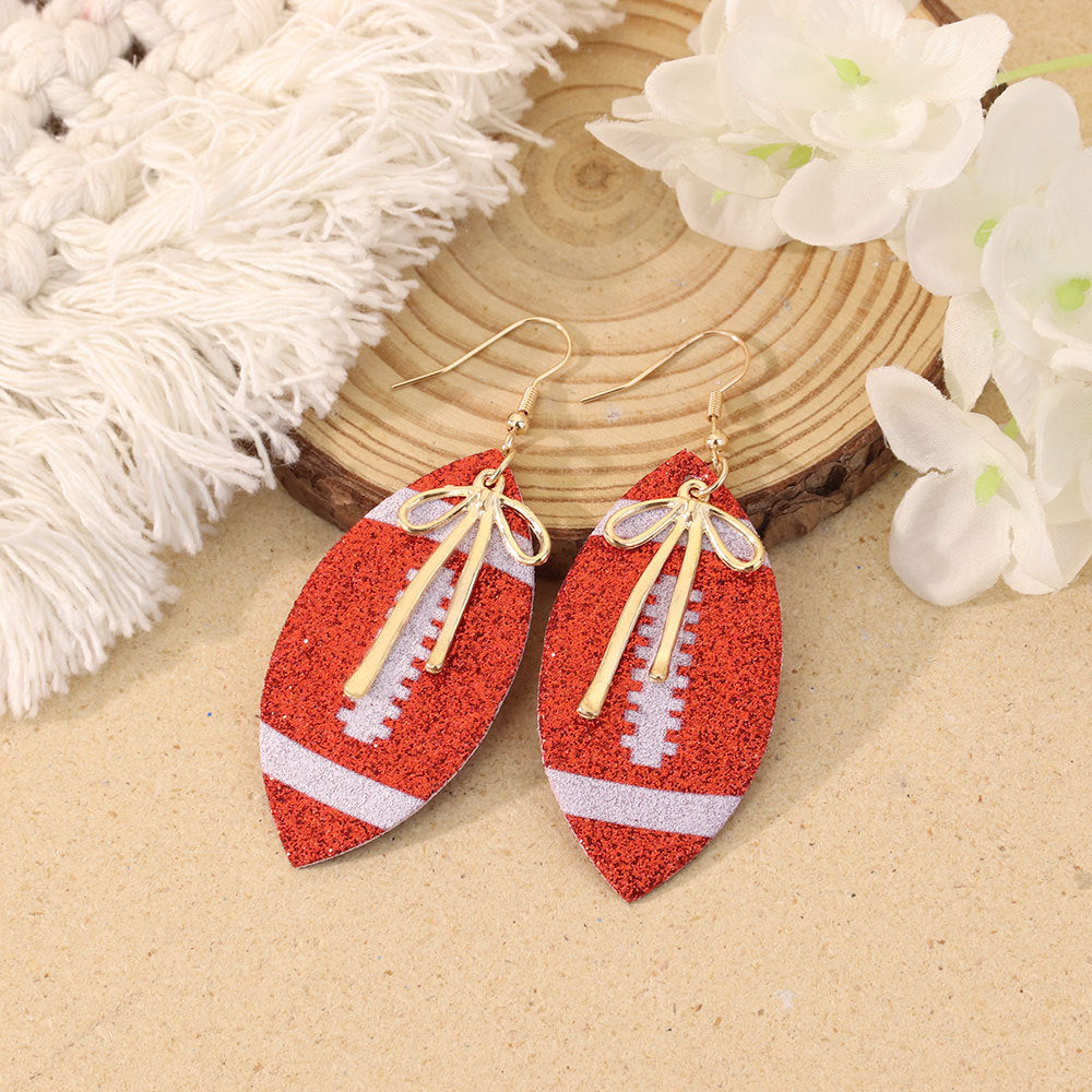 Game Day Football Drop Earrings - Red