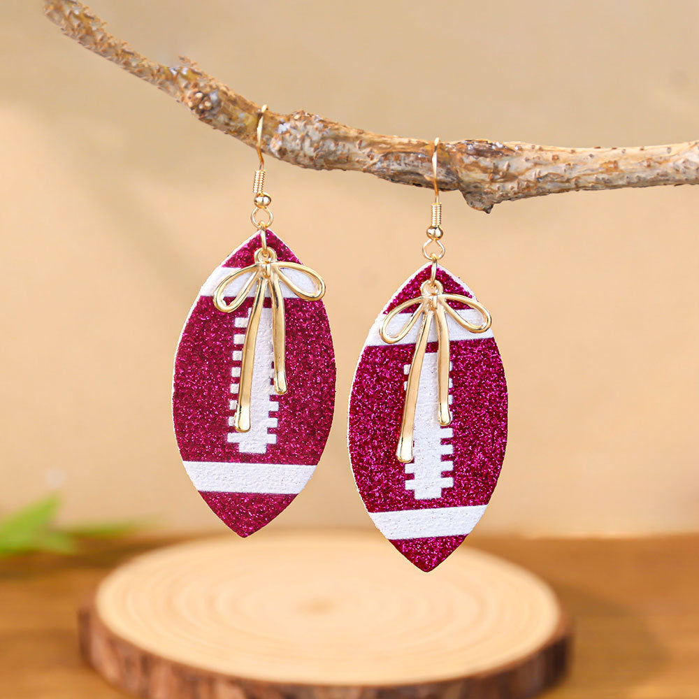 Game Day Football Drop Earrings - Rose