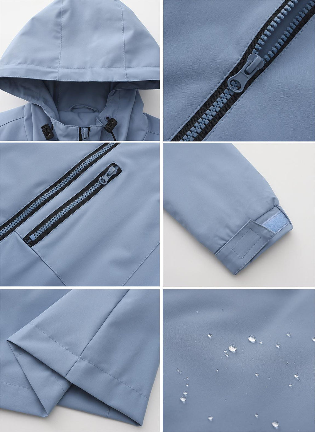 Hooded Longline Windbreaker Rain Coat - blue - 2