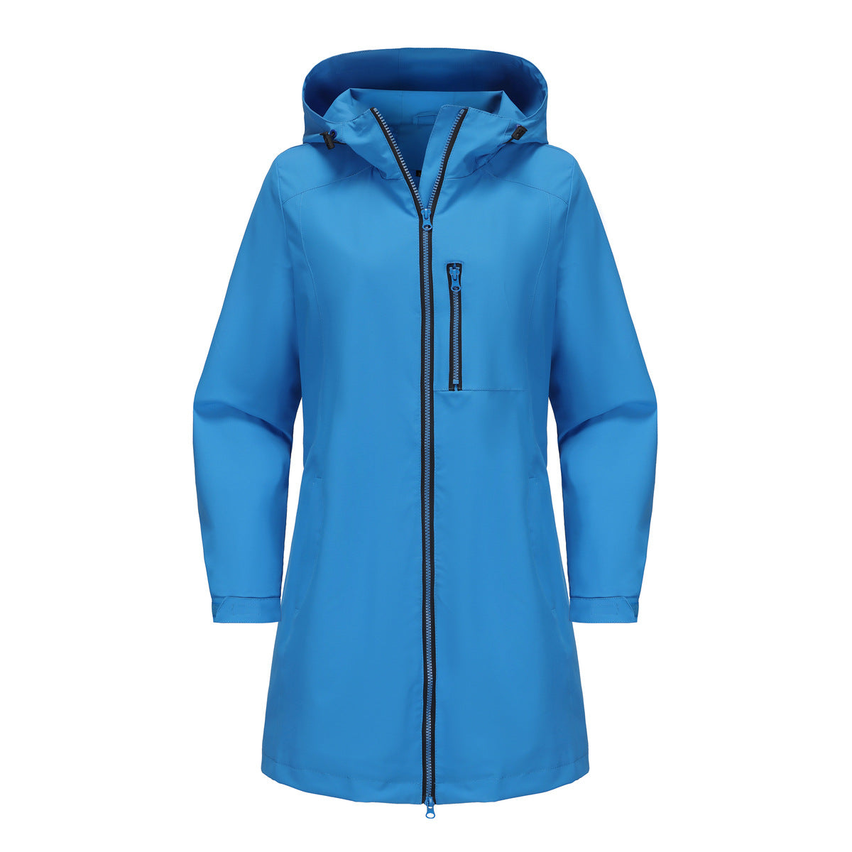 Hooded Longline Windbreaker Rain Coat - darkBlue - 1