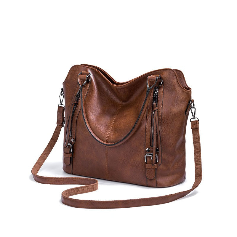 Faux Leather Hobo Tote with Crossbody Strap
