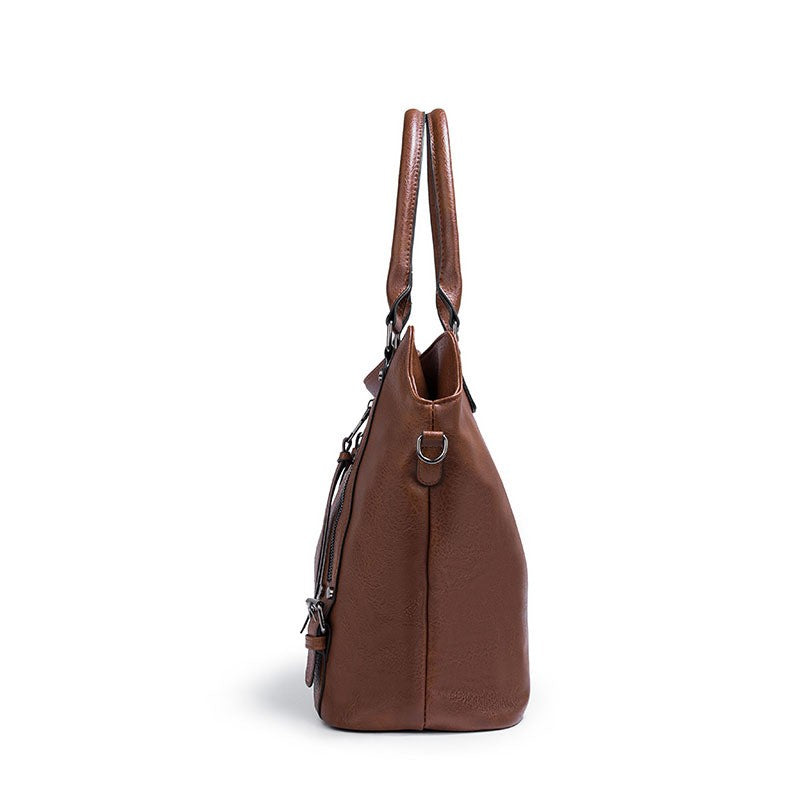 Faux Leather Hobo Tote with Crossbody Strap