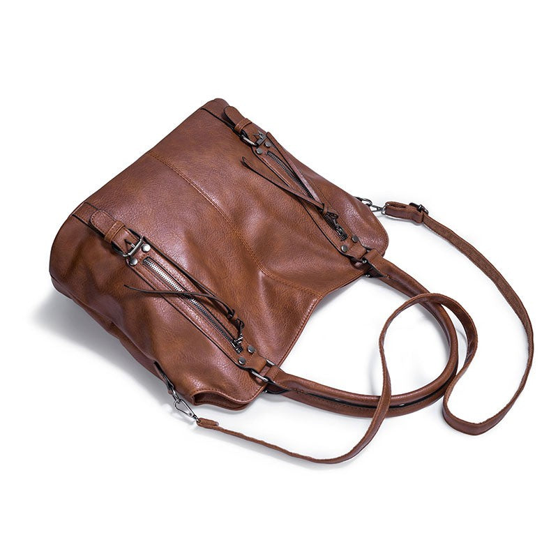 Faux Leather Hobo Tote with Crossbody Strap