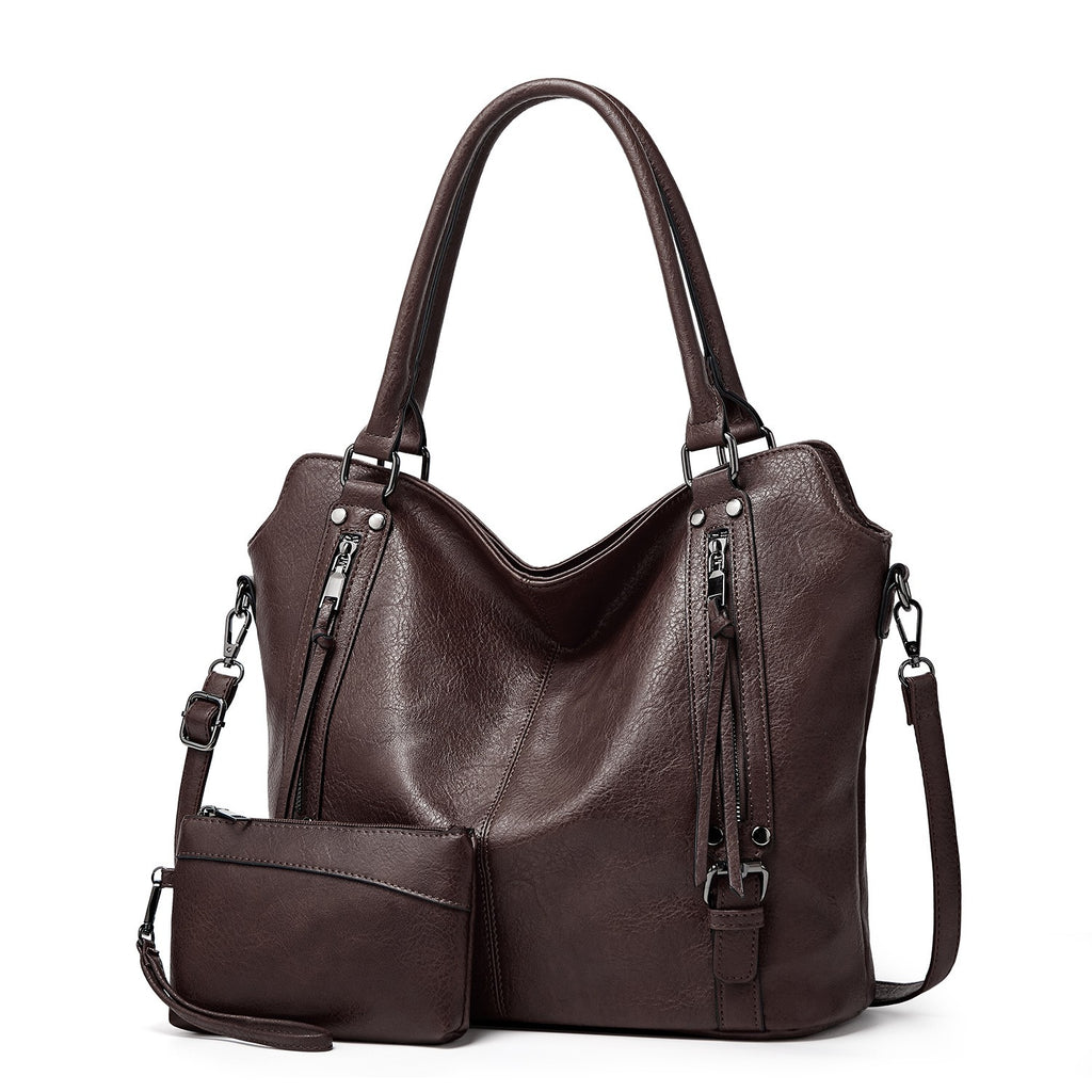 Faux Leather Hobo Tote with Crossbody Strap