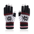 Fair Isle Snowflake Touch Screen Gloves - Black