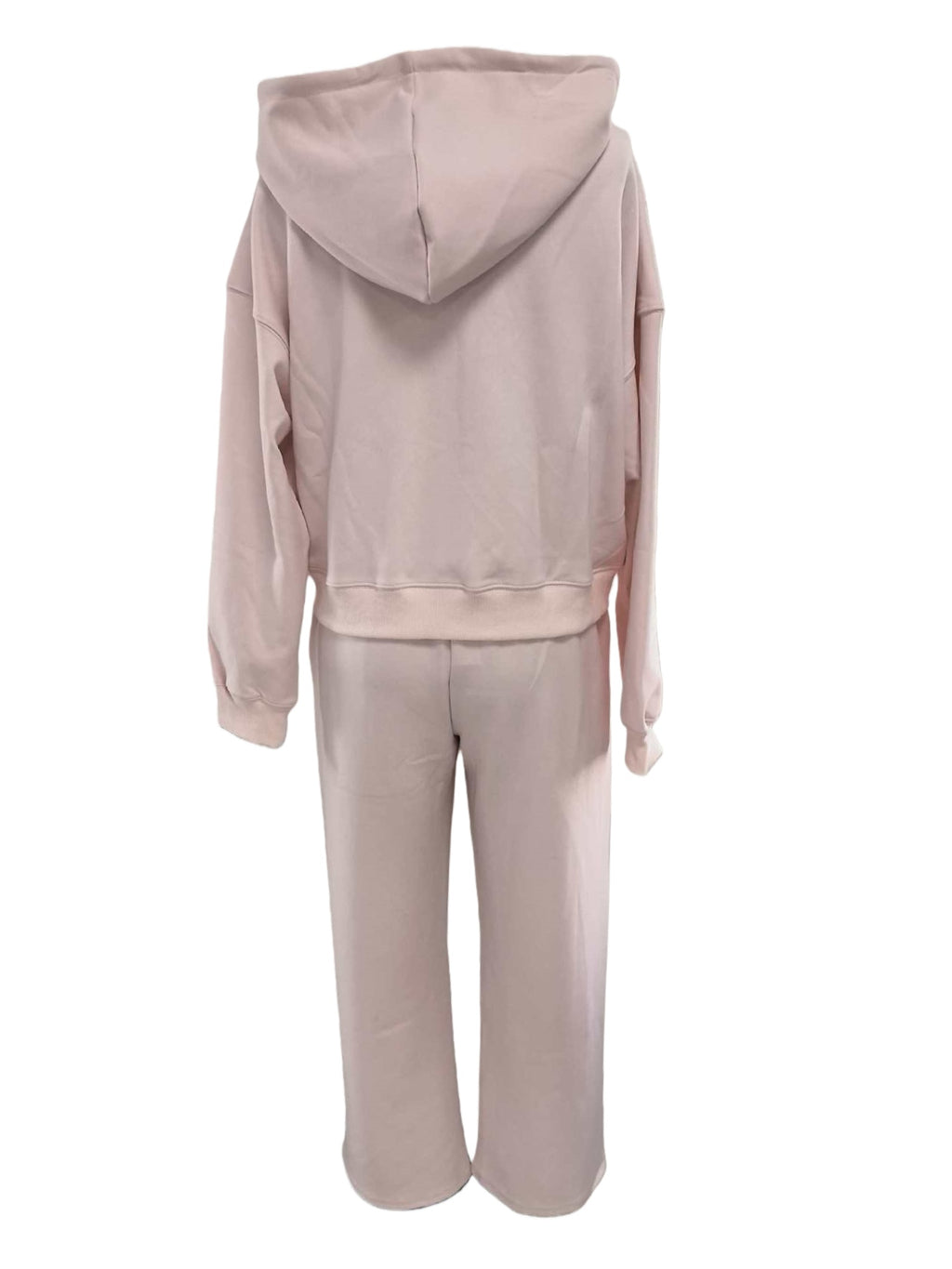 Zip Hoodie and Wide Leg Pant Set - Pink - 2