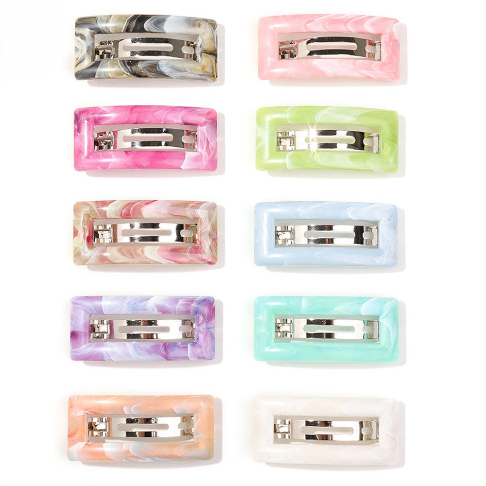 Marbled Rectangle Frame Snap Hair Clip - view 1