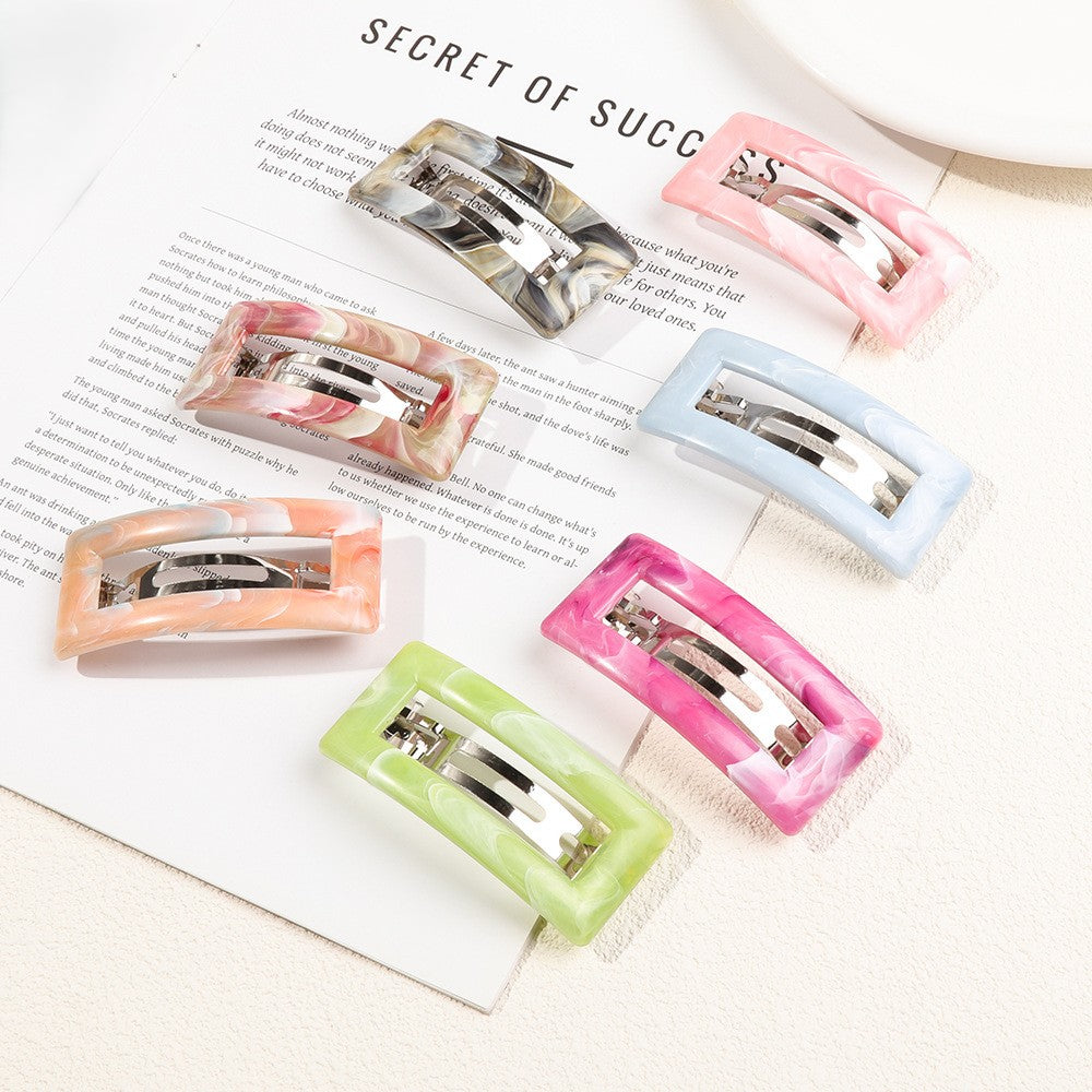 Marbled Rectangle Frame Snap Hair Clip - view 2