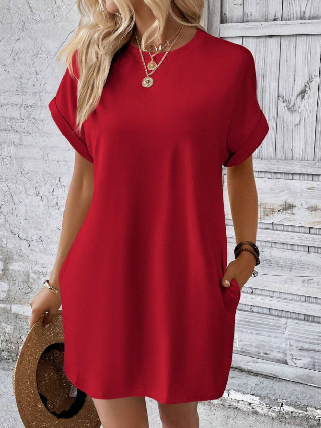Relaxed Shift Mini Dress With Pockets - Color_05