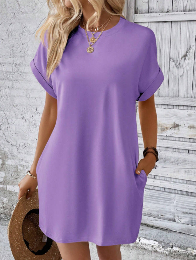 Relaxed Shift Mini Dress With Pockets - Color_12