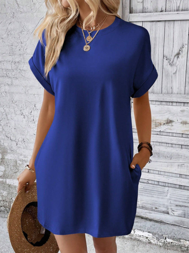 Relaxed Shift Mini Dress With Pockets - Color_15