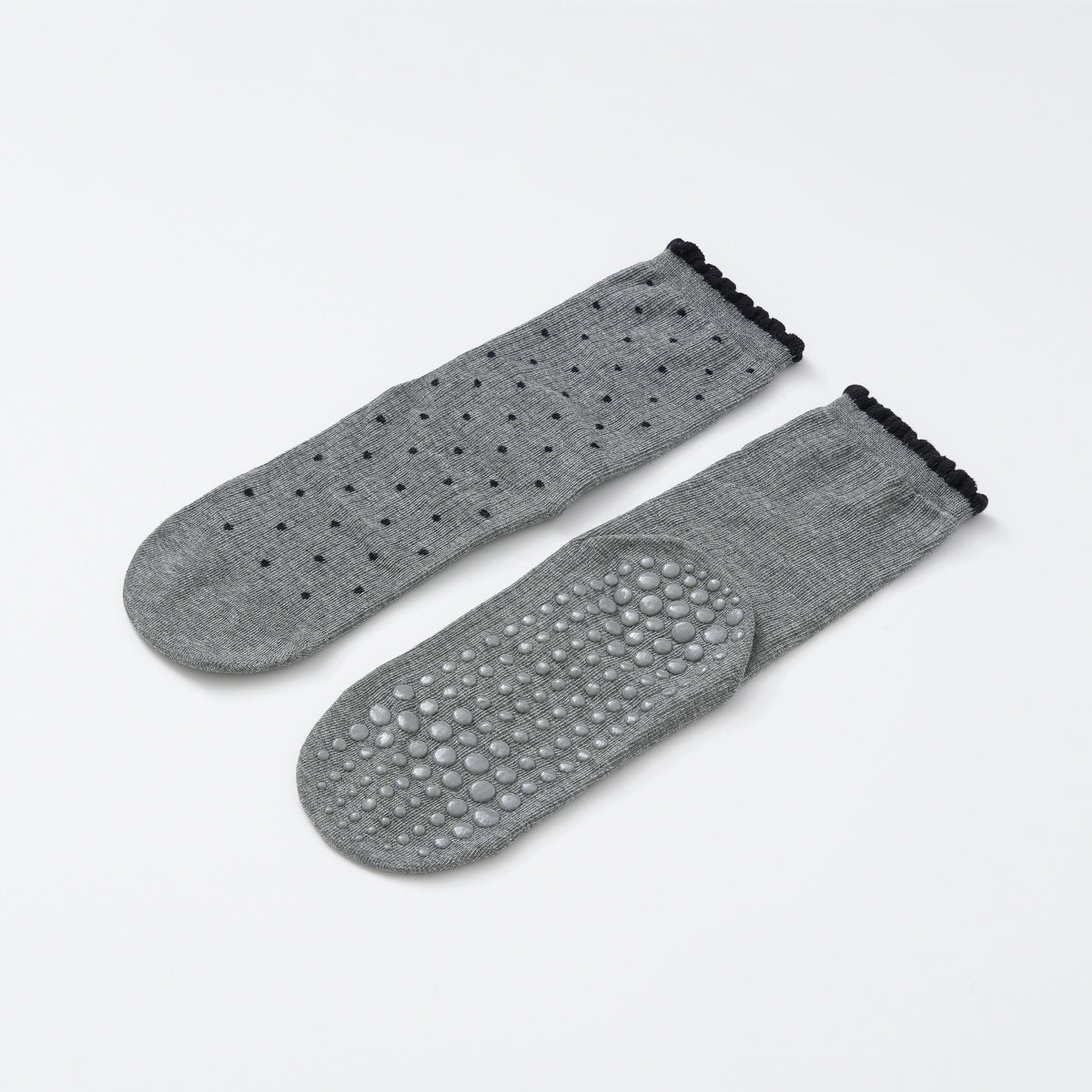 Polka Dot Non-Slip Pilates Grip Socks - DarkGrey - 1