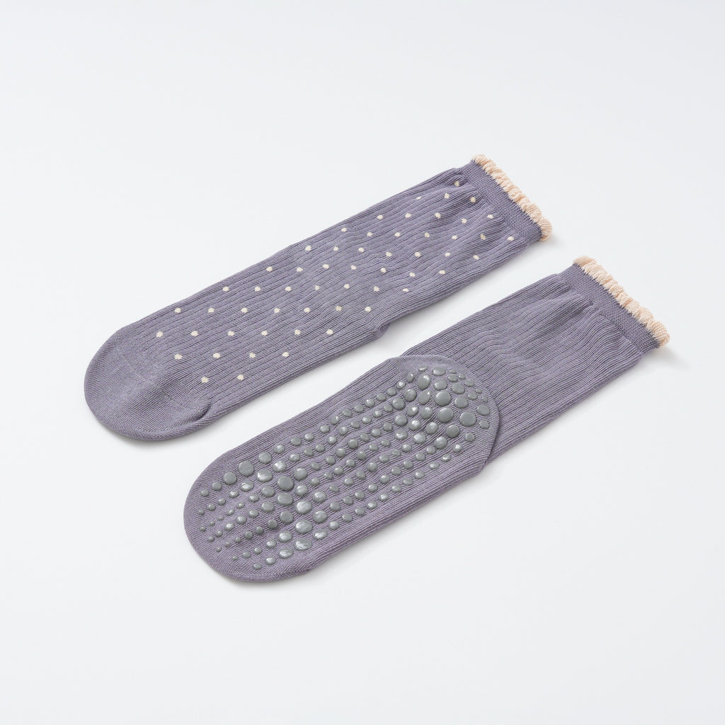 Polka Dot Non-Slip Pilates Grip Socks - Purple