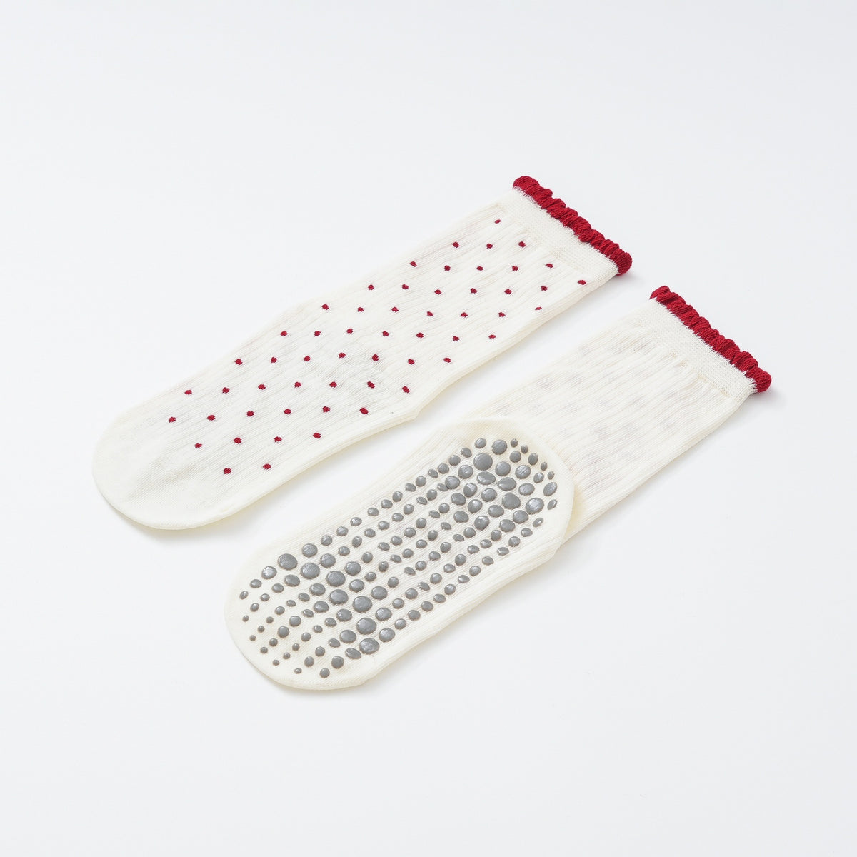 Polka Dot Non-Slip Pilates Grip Socks - White