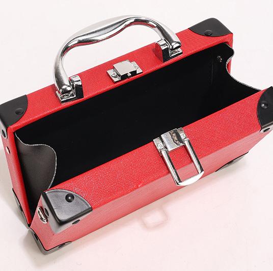 Retro Boombox Shaped Box Crossbody Bag - Red - 3