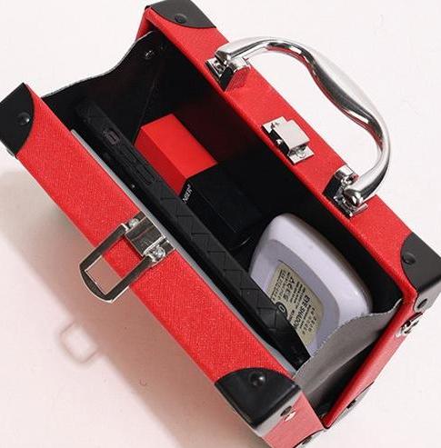 Retro Boombox Shaped Box Crossbody Bag - Red - 8