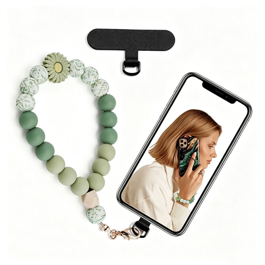 Silicone Bead Phone Wrist Lanyard with Tether Patch - Color_4