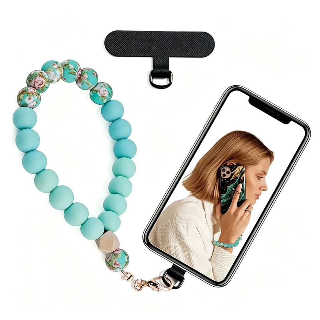 Silicone Bead Phone Wrist Lanyard with Tether Patch - Color_6