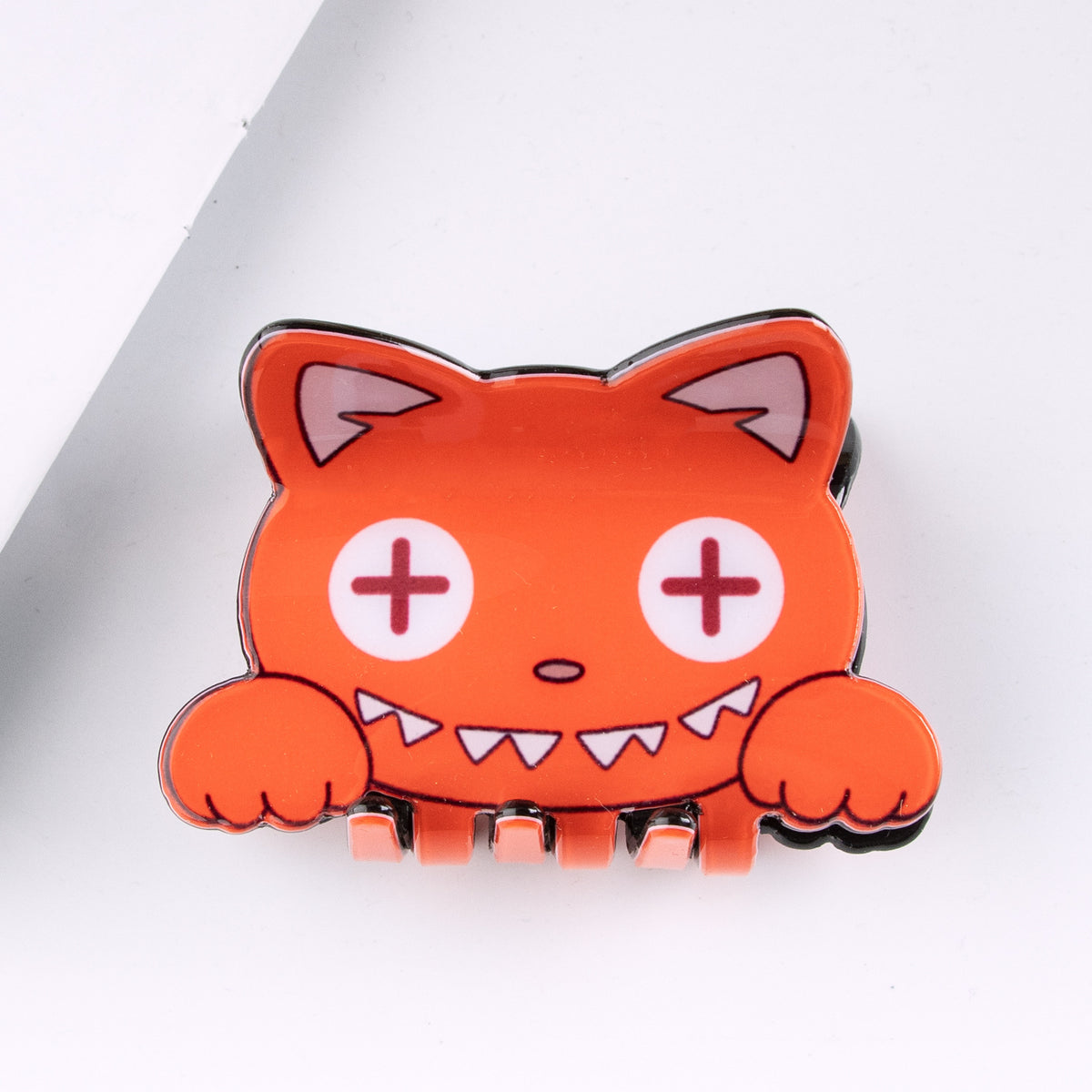 Cartoon Cat Face Claw Hair Clip - Orange