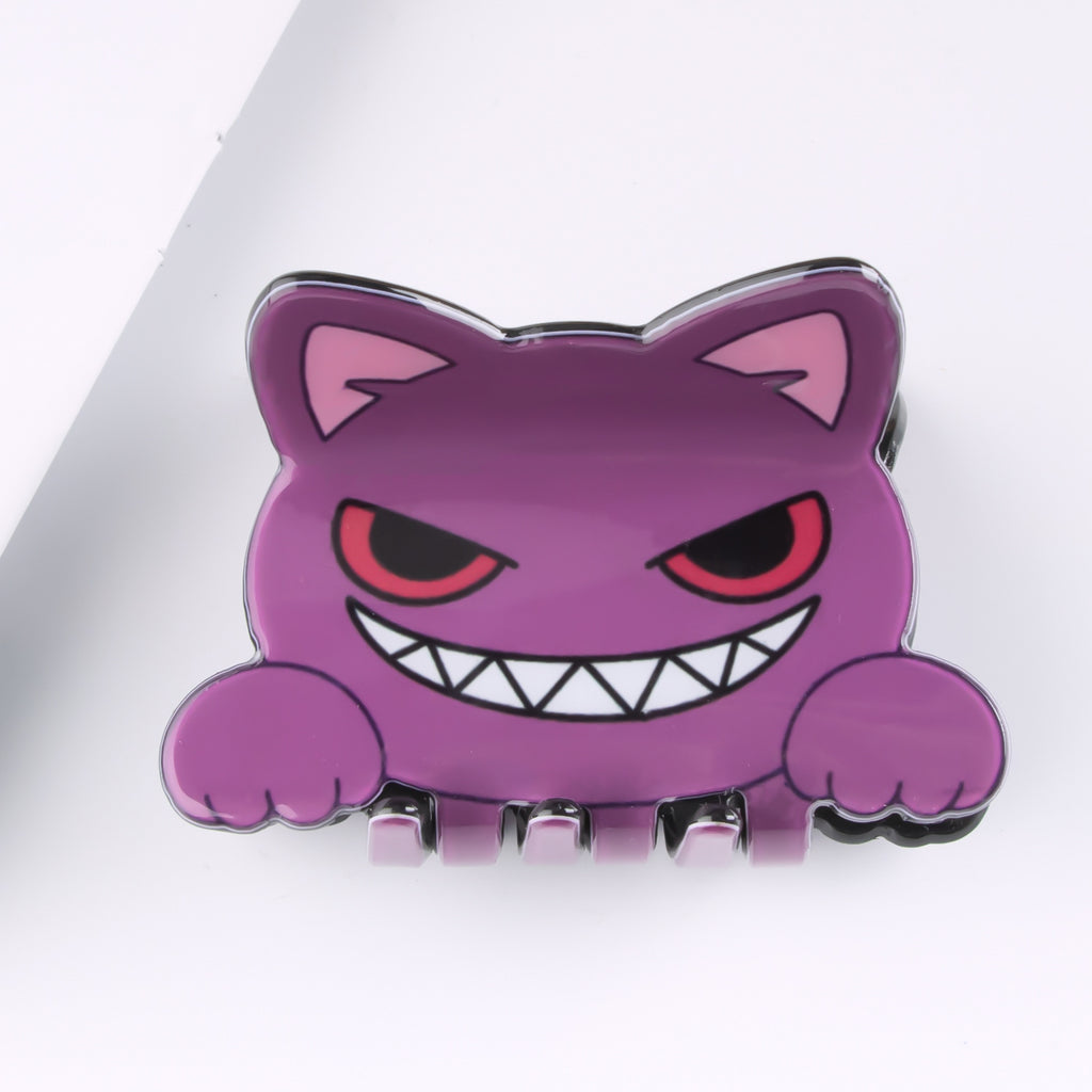 Cartoon Cat Face Claw Hair Clip - Purple