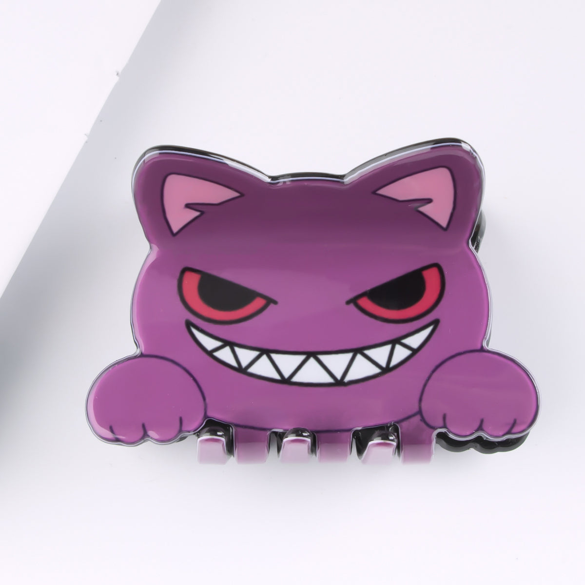 Cartoon Cat Face Claw Hair Clip - Purple