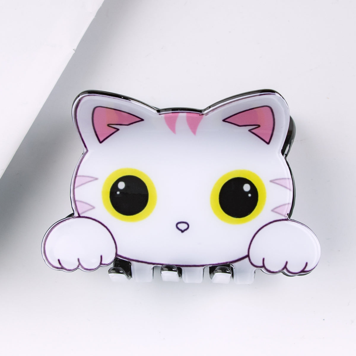 Cartoon Cat Face Claw Hair Clip - White